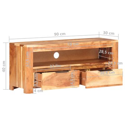 vidaXL خزانة تلفزيون 90×30×40 سم خشب الأكاسيا صلب