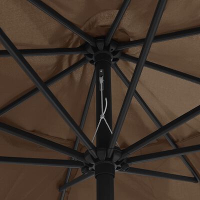 vidaXL مظلة شمسية خارجية مع عمود معدن 400 سم رمادي بني