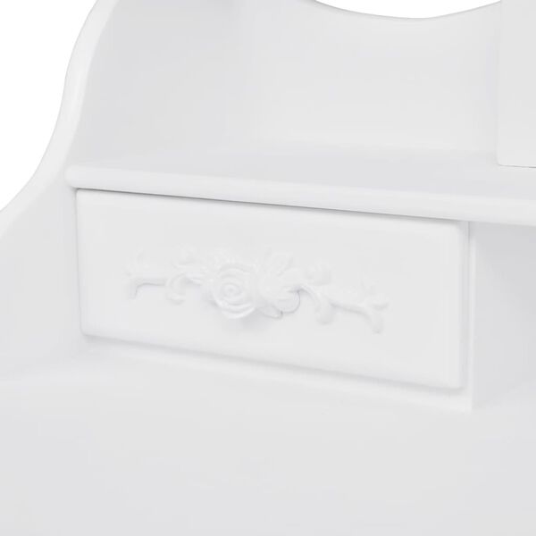 vidaXL طاولة تسريحة مع مقعد و 3 مرايا أبيض