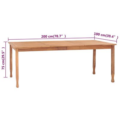 vidaXL طاولة سفرة حديقة 200×100×75 سم خشب ساج صلب