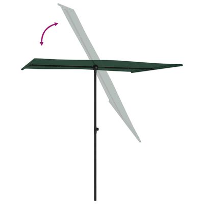 vidaXL مظلة شمسية خارجية مع عمود ألومنيوم 2×1.5 م أخضر