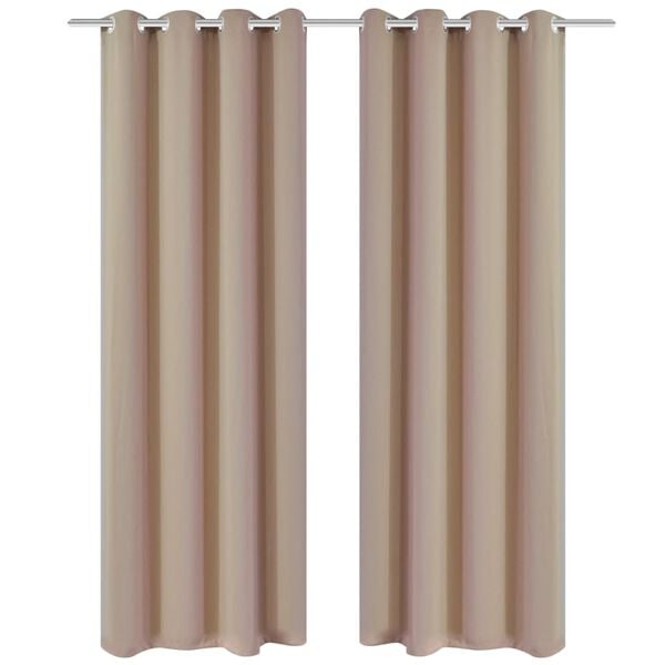 ستائر بلاك اوت بحلقات معدنية 2 ق لون كريمي 135&times;245 سم