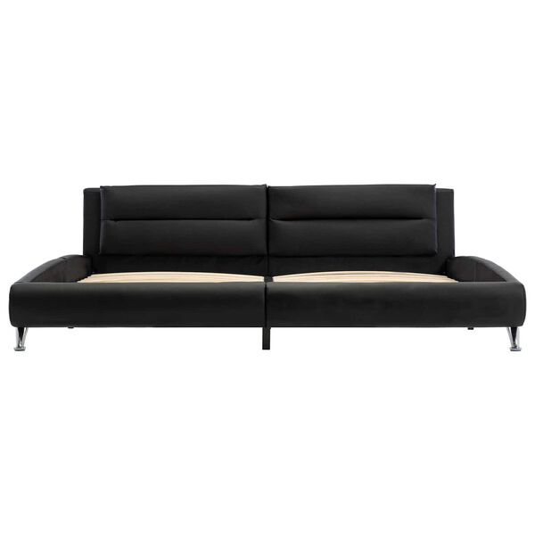 vidaXL إطار السرير مع اللوح الأمامي أسود 160 x 200 cm جلد صناعي