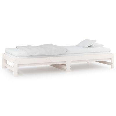 vidaXL سرير نهاري قابل للطي لون أبيض 2x(200x80) سم خشب صنوبر صلب