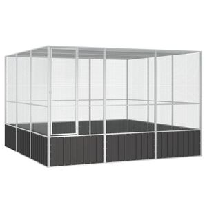 vidaXL قفص طيور أنثراسايت 211,5x324,5x302,5 سم فولاذ مجلفن