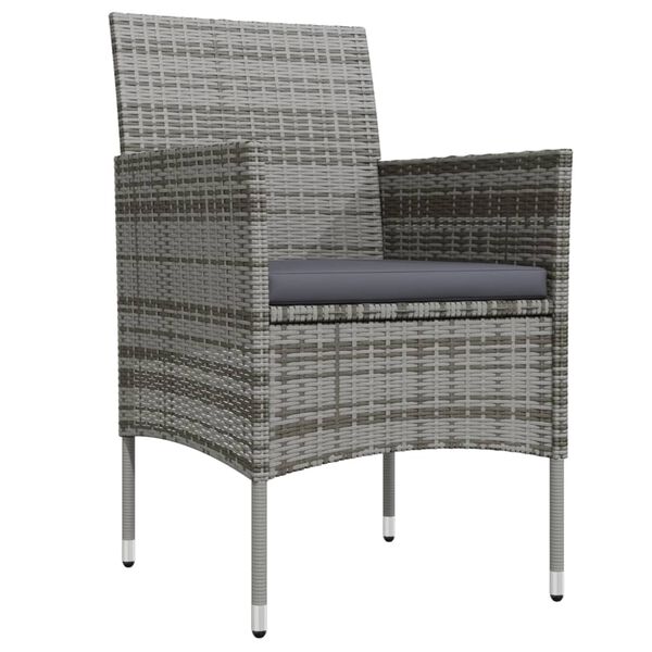 vidaXL عدد 5 قطع طقم سفرة حديقة مع وسائد رمادي وأسود