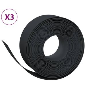vidaXL سياجات حديقة 3 قطع لون أسود 10 م 20 سم بولي إيثيلين