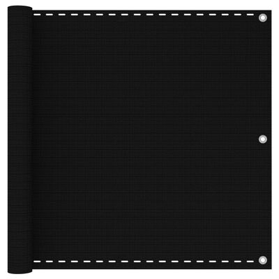 vidaXL ساتر شرفة أسود 90×300 سم HDPE