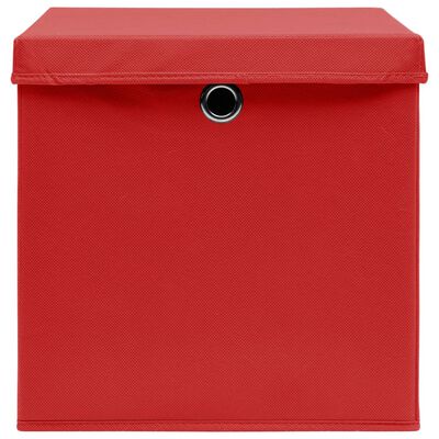 vidaXL صناديق تخزين ذات أغطية 4 ق أحمر 32×32×32 سم قماش