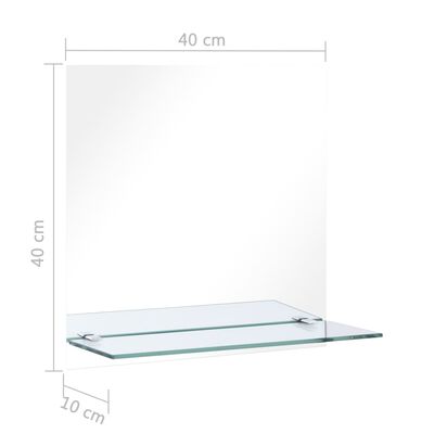 vidaXL مرآة حائط مع رف 40×40 سم زجاج مقسّى