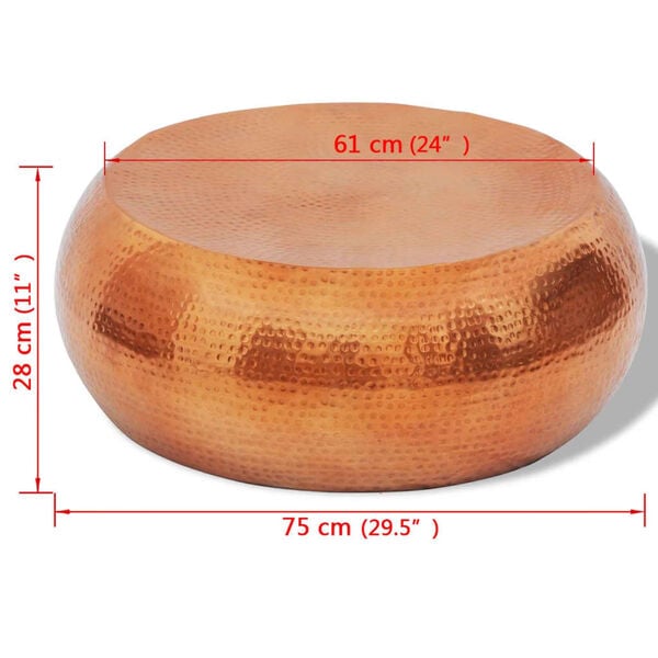 vidaXL طاولة قهوة ألومنيوم مطروق لون نحاسي