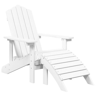vidaXL كرسي حديقة آديرونداك مع مسند قدم HDPE أبيض
