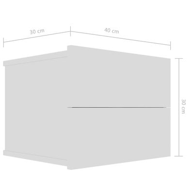vidaXL خزانة سرير جانبية أبيض 40×30×30 سم خشب مضغوط