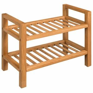 vidaXL رف أحذية بدرجين 50&times;27&times;40 سم خشب بلوط صلب