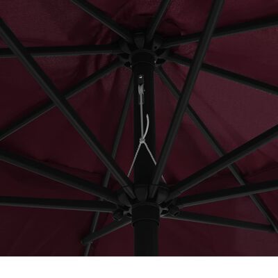 vidaXL مظلة شمسية خارجية مع عمود معدن 400 سم أحمر بوردو