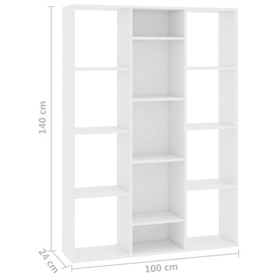 vidaXL فاصل غرفة/خزانة كتب أبيض 100×24×140 سم خشب مضغوط