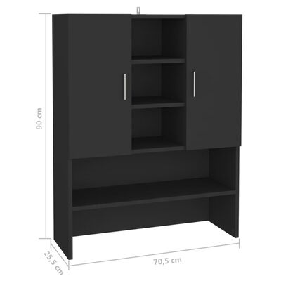 vidaXL خزانة غسالة لون أسود 90x25,5x70,5 سم