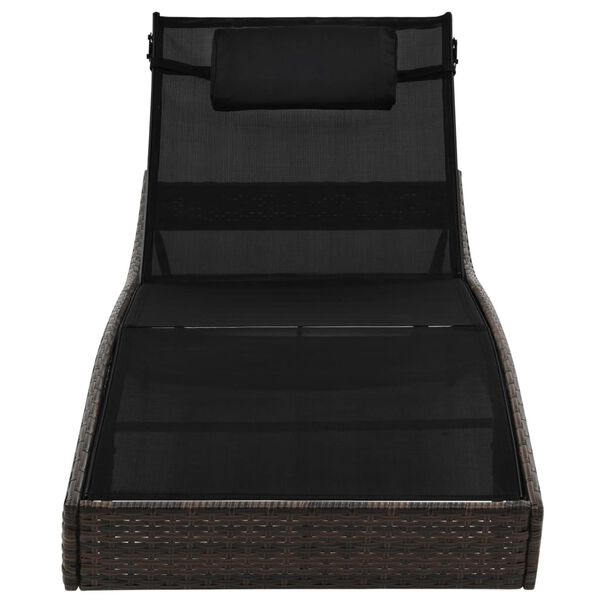 vidaXL كرسي تشمس مع وسادة بولي روطان بني