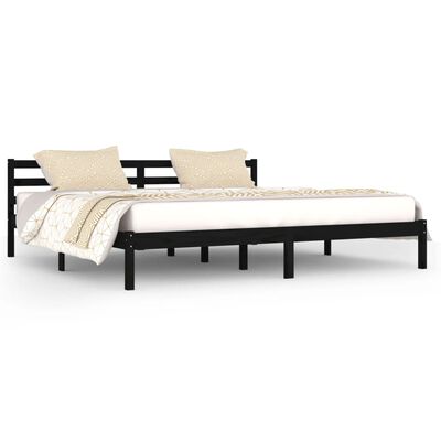 vidaXL إطار سرير خشب صنوبر صلب 200×200 سم أسود