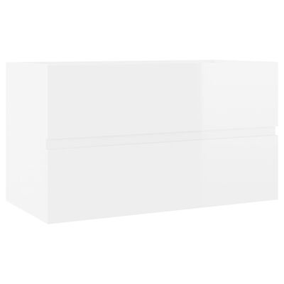 vidaXL خزانة حوض أبيض شديد اللمعان 80×38.5×45 سم خشب حبيبي