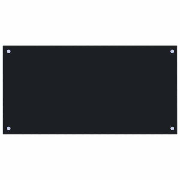 vidaXL لوح باكسبلاش شفاف للمطبخ أسود 80×40 سم زجاج مقسى