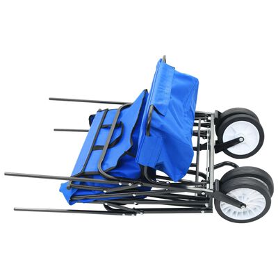 vidaXL عربة يد قابلة للطي مع مظلة فولاذ أزرق