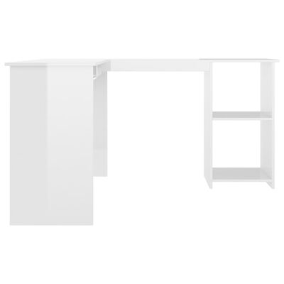 vidaXL طاولة مكتب زاوية أبيض لامع 120×140×75 سم خشب حبيبي