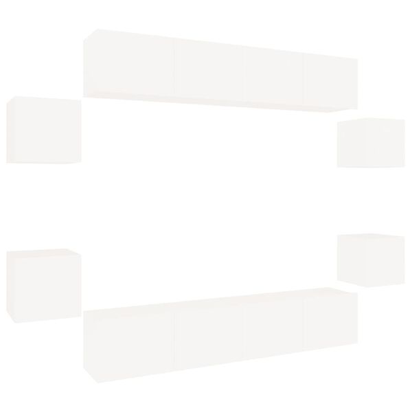 vidaXL طقم خزانة تلفزيون 8ق أبيض خشب صناعي