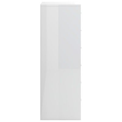 vidaXL خزانة جانبية مع 6 أدراج أبيض لامع 50×34×96 سم خشب حبيبي