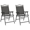 vidaXL Folding Garden Chairs 2 pcs Melange Grey Steel and Textilene - Untranslated