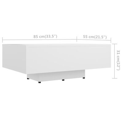 vidaXL طاولة قهوة أبيض 85×55×31 سم خشب حبيبي