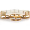 3057643 vidaXL 6 Piece Garden Lounge Set with Cushion Cream Solid Acacia Wood (311853+311857+311859) - Untranslated