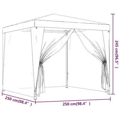 vidaXL خيمة حفلات مع 4 جدران جانبية شبكية أنثراسيت 2.5×2.5 م HDPE