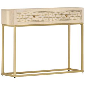 vidaXL طاولة كونسول ذهبي 90&times;30&times;75 سم خشب مانجو صلب