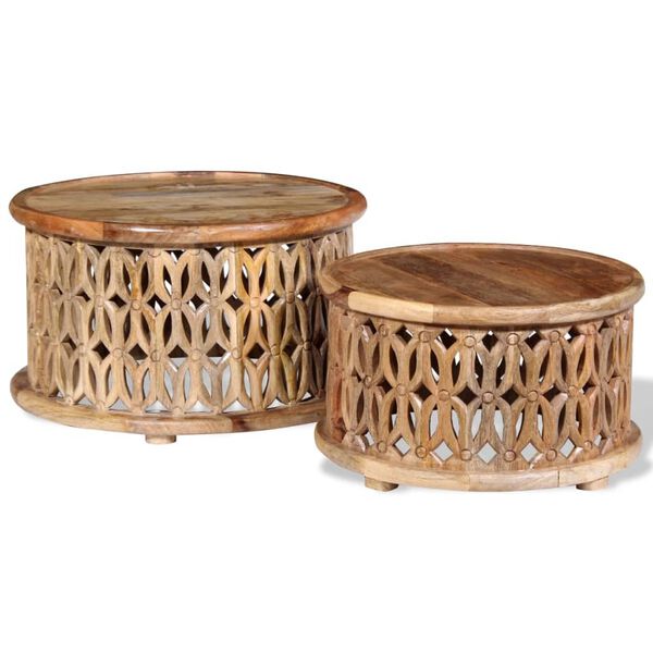 vidaXL طقم طاولة قهوة 2 قطع خشب مانجو صلب