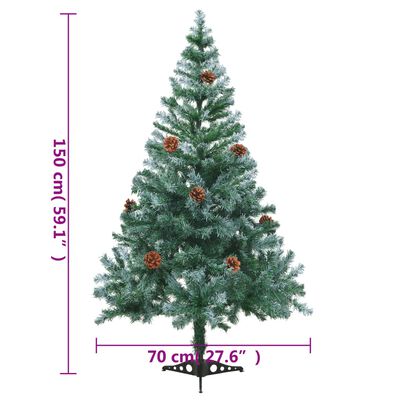 vidaXL شجرة كريسماس مكسوة بالثلج مع أكواز صنوبر 150 سم