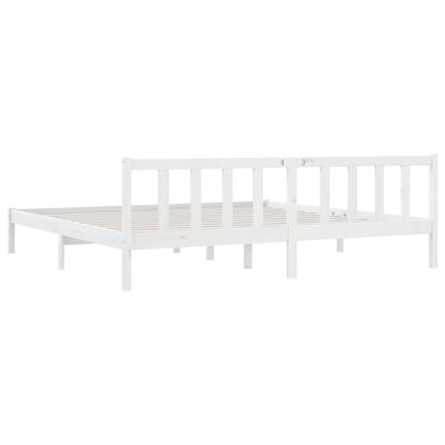 vidaXL إطار سرير خشب صنوبر صلب أبيض 180×200 سم 6FT سوبر كينج