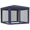 vidaXL خيمة حفلات مع 4 جدران جانبية شبكية أزرق 3×3 م HDPE