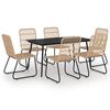 3060234 vidaXL 7 Piece Outdoor Dining Set Poly Rattan and Glass (3x48582+312158) - Untranslated