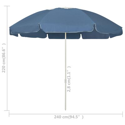 vidaXL مظلة شاطئ أزرق 240 سم