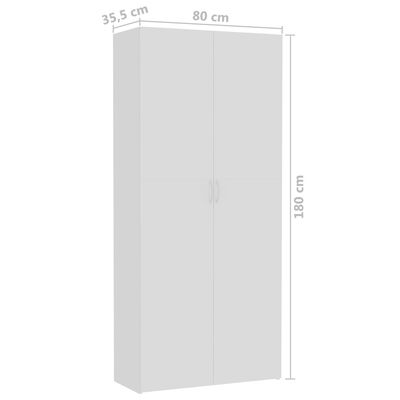 vidaXL خزانة تخزين أبيض 80×35.5×180 سم خشب حبيبي