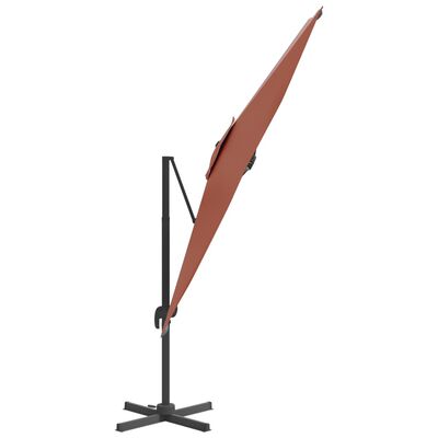 vidaXL مظلة كابولي مع عمود ألومنيوم قرميدي 400×300 سم