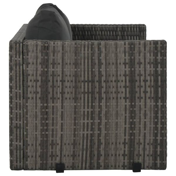 vidaXL طقم سفرة خارجي 3 قطع مع وسائد بولي روطان رمادي