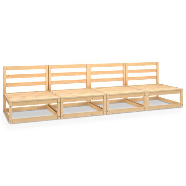 vidaXL أريكة حديقة 4-مقاعد خشب صنوبر صلب