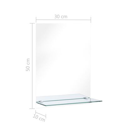 vidaXL مرآة حائط مع رف 30×50 سم زجاج مقسّى
