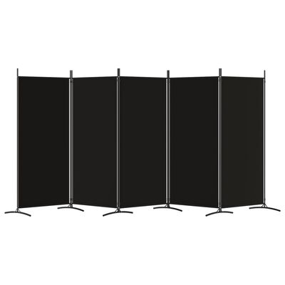 vidaXL مقسم غرفة 5-ألواح أسود 433×180 سم قماش