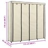 vidaXL VidaXL خزانة ملابس مع 4 حجيرات كريمي 170x45x175 سم