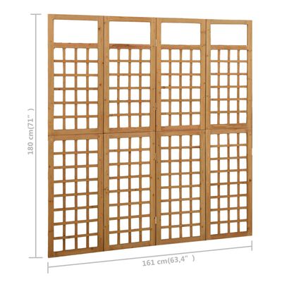 vidaXL مقسم غرفة/تعريشة 4 ألواح خشب تنوب صلب 161×180 سم