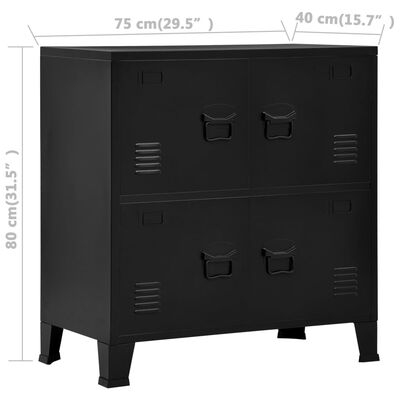 vidaXL خزانة ملفات بعدد 4 أبواب حرفية أسود 75×40×120 سم فولاذ