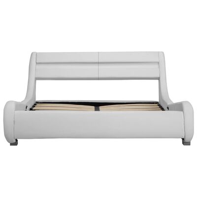 vidaXL إطار سرير مع إضاءة LED جلد صناعي أبيض 200x160 سم